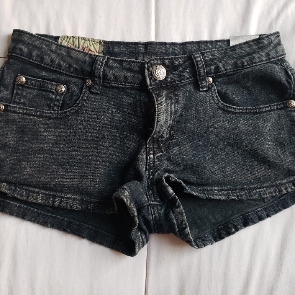 Black denim shorts